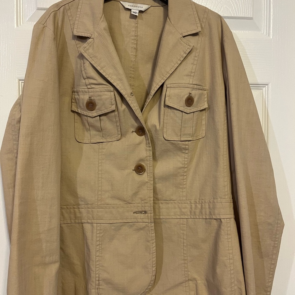 Utility Tan Jacket with Button Accents